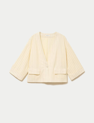 Veste ample manches 3/4 jaune pastel femme