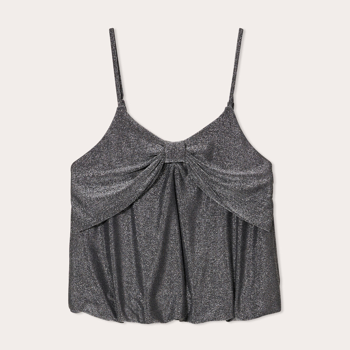 Débardeur effet boule gris argent femme