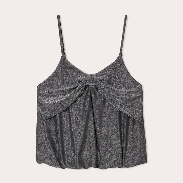 Débardeur effet boule gris argent femme