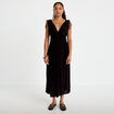 Robe midi &eacute;vas&eacute;e d&eacute;collet&eacute; sans manches noir femme