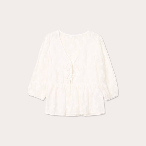 blouse manches 34 ecru femme Blouse manches 3/4 ecru femme