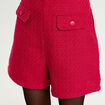 Short tweed taille haute rouge clair femme