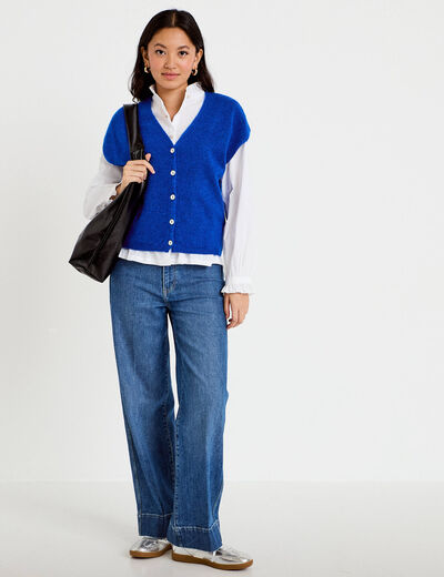 Chemise droite manches longues ecru femme