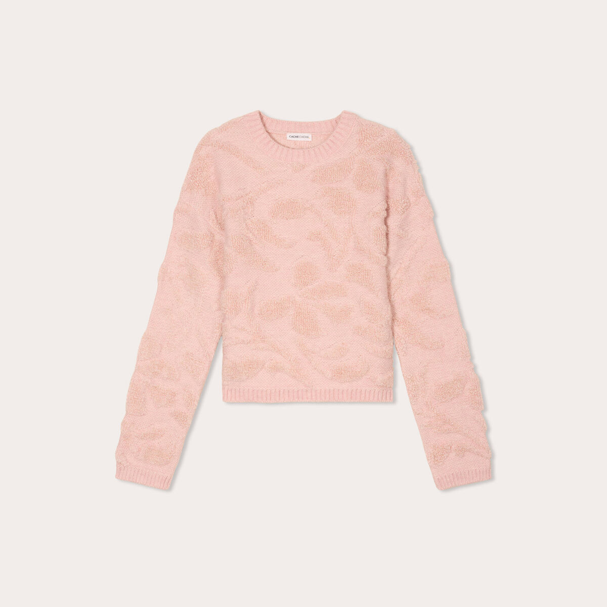 Pull manches longues rose clair femme