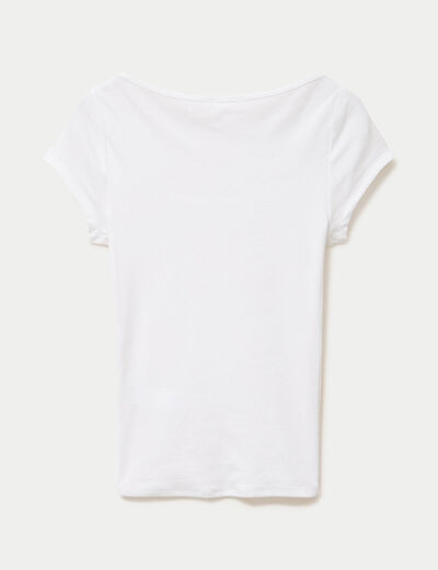 T-shirt ajust&eacute; manches courtes blanc femme