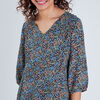 blouse large col en v denim noir femme