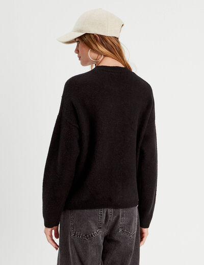 Pull manches longues noir femme