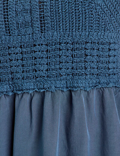Robe évasée bretelles bleu gris femme