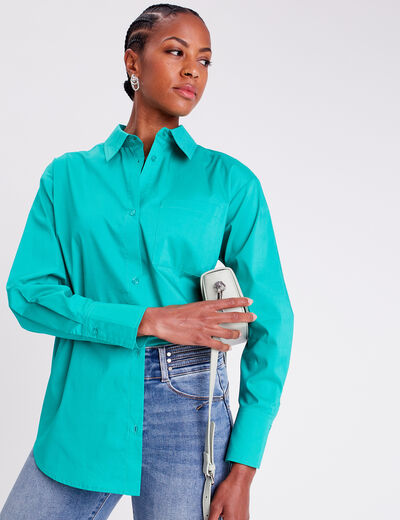 Chemise manches longues vert menthe femme