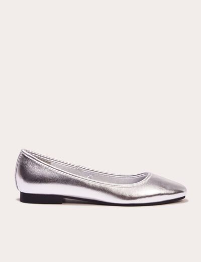 Ballerines bouts carrés gris argent femme