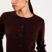 Gilet boutonn&eacute; manches longues marron fonc&eacute; femme