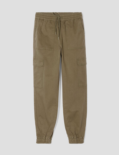 Pantalon cargo slim vert foncé femme