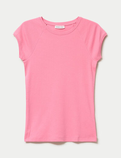 T-shirt manches courtes rose vif femme