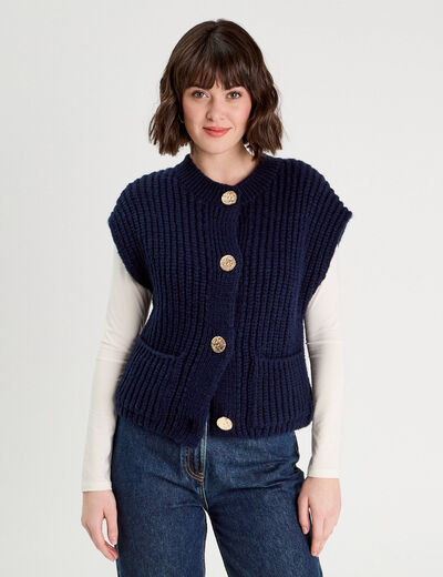 Gilet sans manches bleu marine femme
