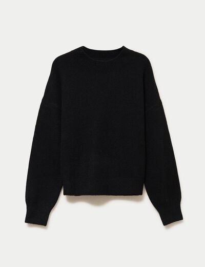 Pull col rond noir femme