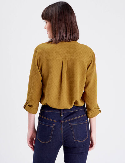 Chemise manches 3/4 vert olive femme