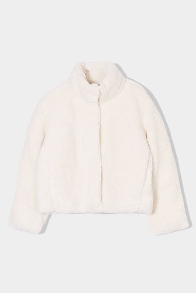 Doudoune imitation laine mouton ecru femme