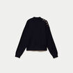 Pull col montant manches longues bleu marine femme