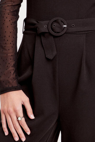 Combinaison pantalon ceinturée noir femme