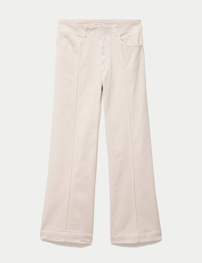 Pantalon bootcut taille basse en jean ecru femme