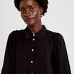 Chemise droite pliss&eacute;e col am&eacute;ricain noir femme