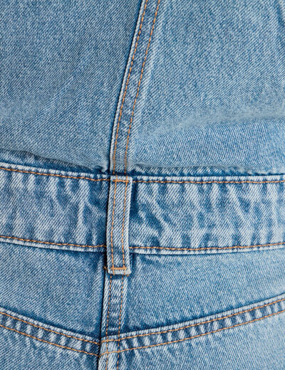 Salopette short en jean denim double stone femme
