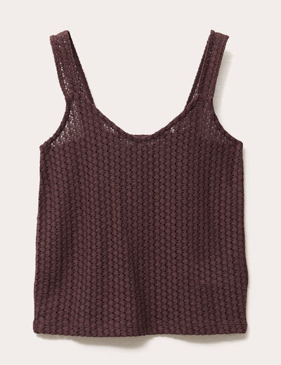 Débardeur effet crochet marron foncé femme