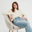 Pull col montant ecru femme