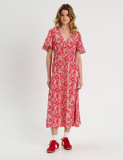 Robe longue évasée blanc femme