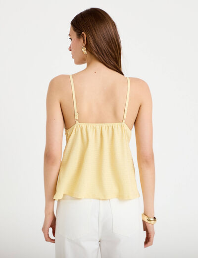Top fines bretelles avec studs jaune pastel femme