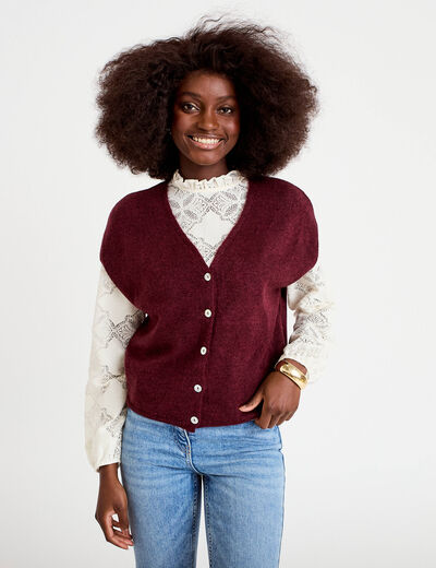 Gilet sans manches bordeaux femme
