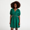 Robe courte &eacute;vas&eacute;e col am&eacute;ricain vert fonc&eacute; femme