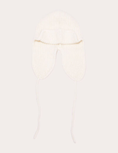 Bonnet avec cordons ecru femme