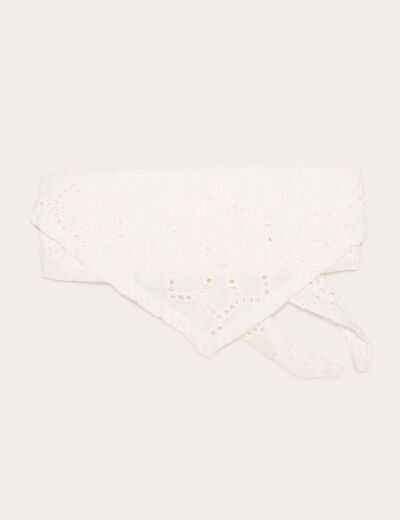 Foulard triangle broderie blanc femme