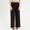Pantalon large fluide ceinturé noir femme