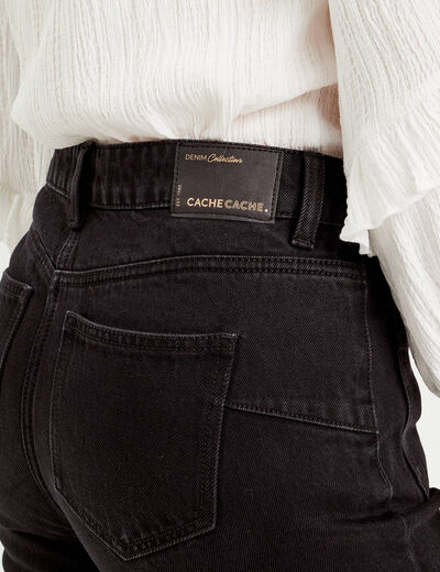 Jeans flare poches plaquées denim noir femme