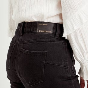 jeans flare poches plaquees denim noir femme Jeans flare poches plaquées denim noir femme