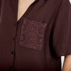 Chemise droite cropped manches courtes marron fonc&eacute; femme