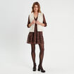 Robe évasée manches 3/4 marron femme