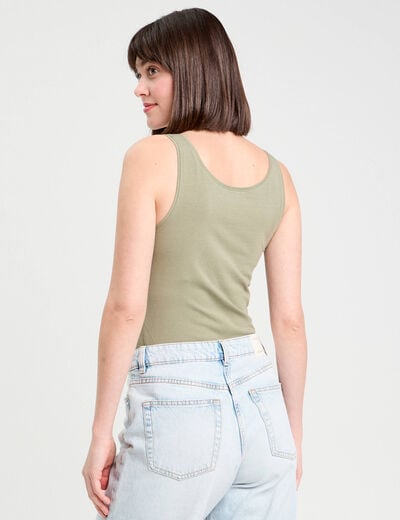 Débardeur bretelles larges vert kaki femme