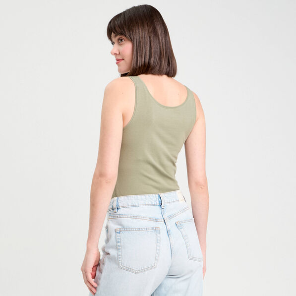 Débardeur bretelles larges vert kaki femme