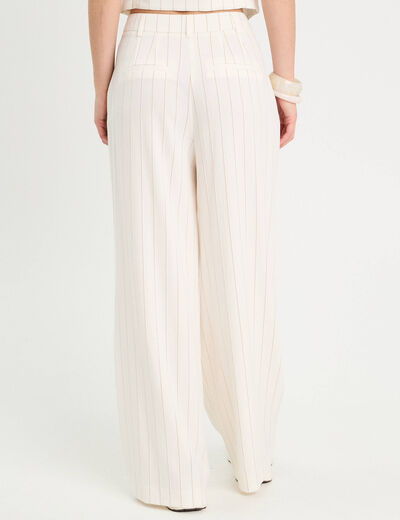 Pantalon large avec plis blanc femme