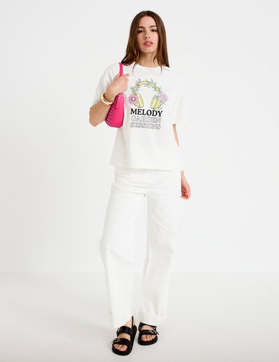 T-shirt oversize manches courtes blanc femme