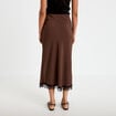 Jupe &eacute;vas&eacute;e 3/4 d&eacute;tail dentelle marron fonc&eacute; femme