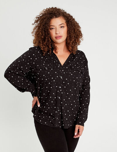Chemise manches longues noir femme