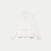 Blouse ample col montant manches longues ecru femme