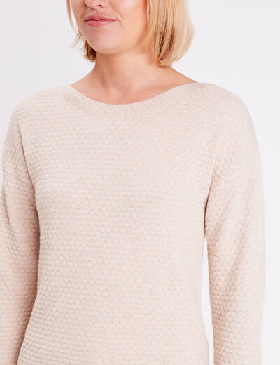Pull col rond sable femme