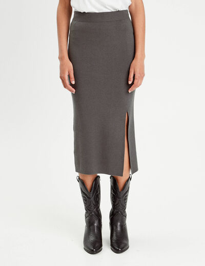 Jupe midi moulante gris foncé femme