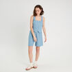 Bermuda droit pinces bleu gris femme