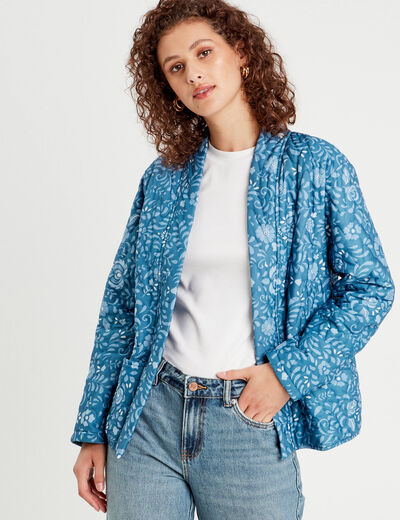 Veste effet matelassé bleu marine femme